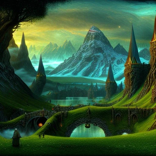 Epic Drawing of mordor scenery of The Hobbit estilo Van Gogh 4k