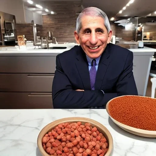 dr. Anthony fauci eating a bowl of covid Spike protein