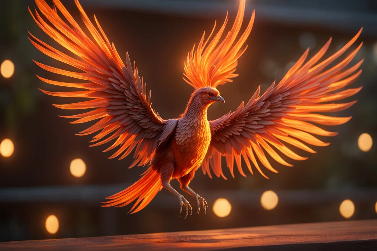 phoenix bird with flaming wings, Cinematic lighting, Volumetric lighting, Epic composition, Photorealism, Bokeh blur, Very high detail, Sony Alpha α7, ISO1900, Character design, Unreal Engine, Octane render, HDR, Subsurface scattering