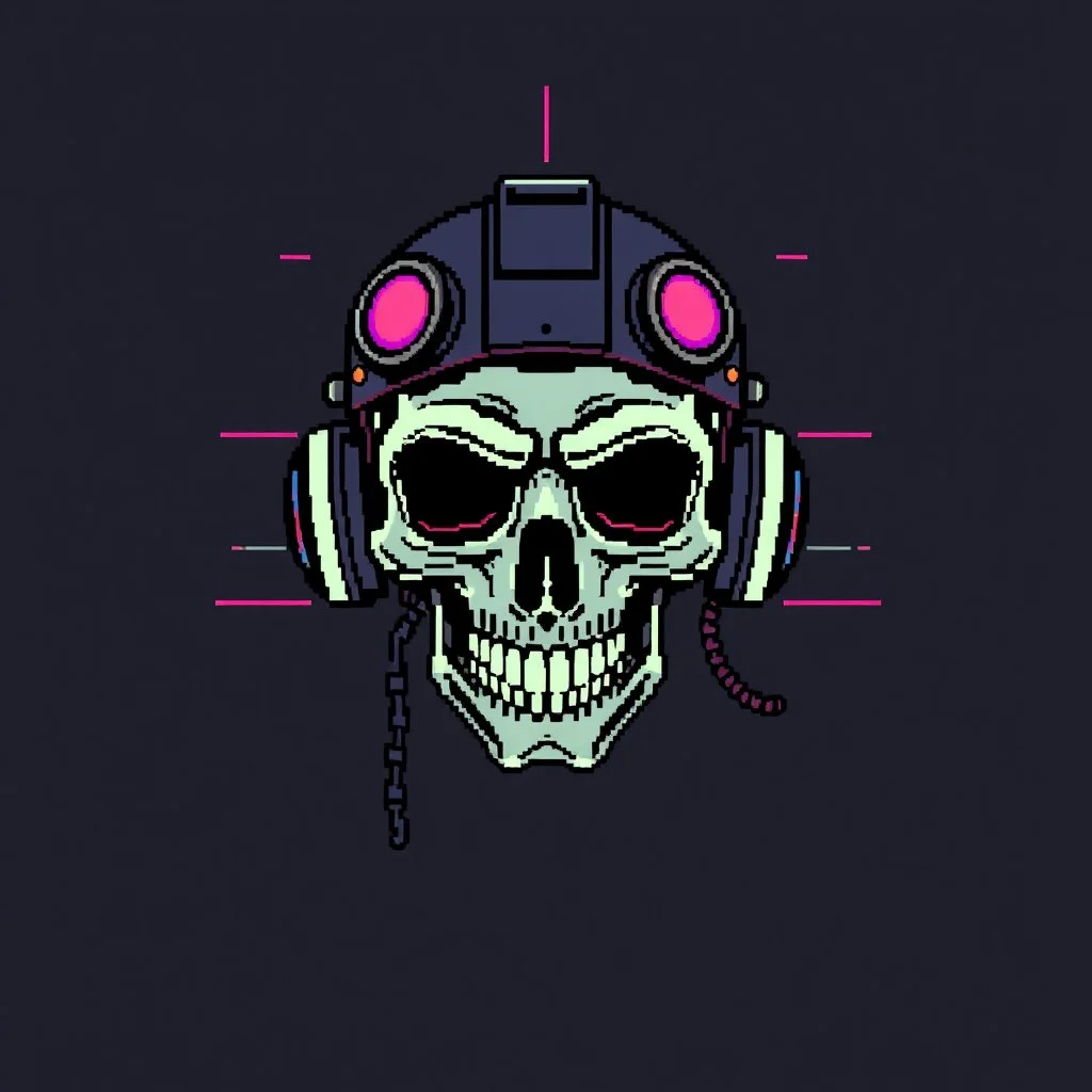 8 bit pixelart cyberpunk skull,servitor, Comic style