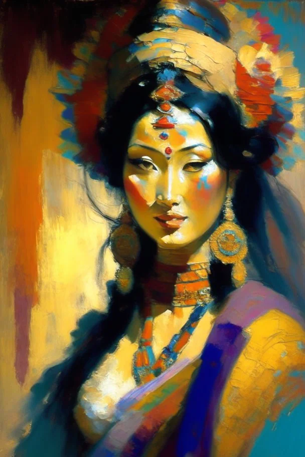 Tibetan goddess impressionist style