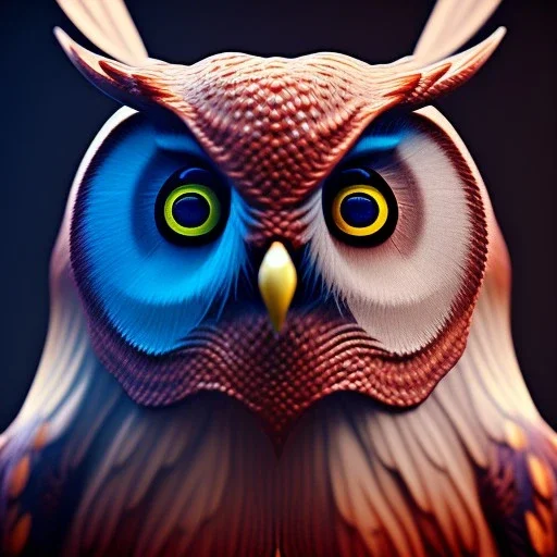 Owl, macro lens blur, hyperphotorealistic, sharp focus, unreal engine