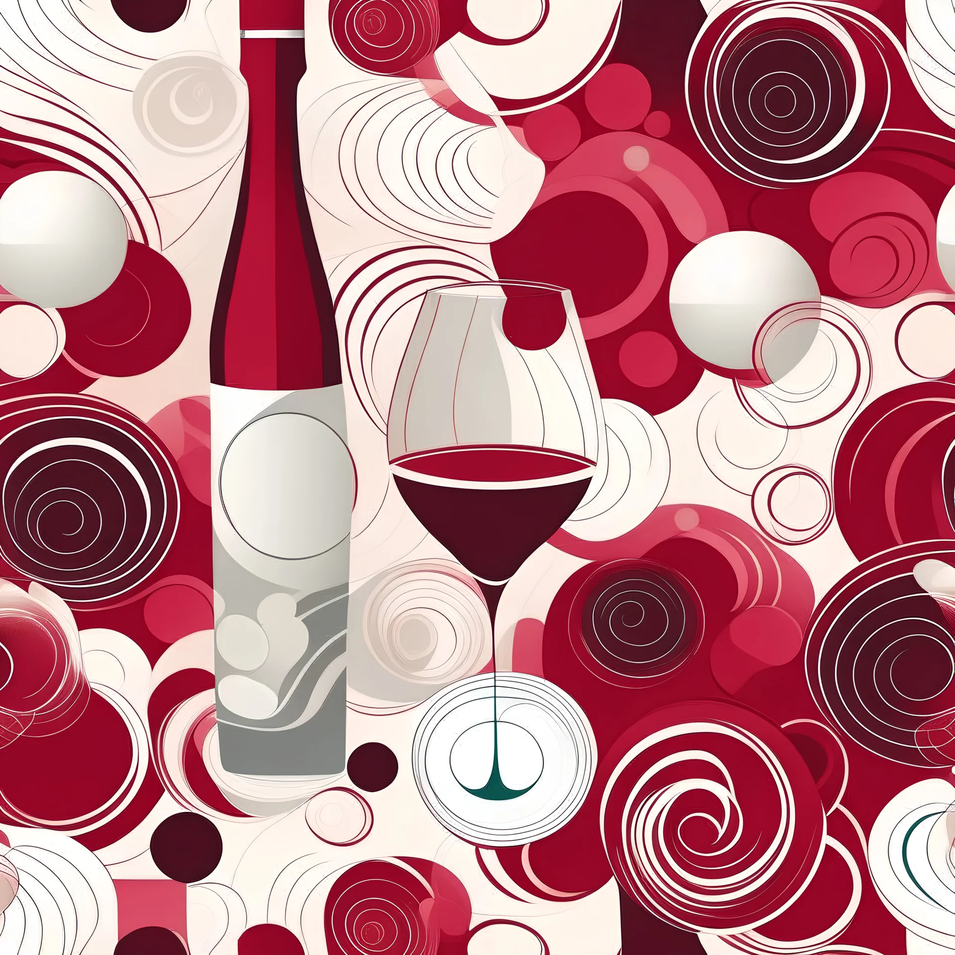 Beautiful abstract pattern for gift wrapping paper in burgundy and ivory digital illustrations.