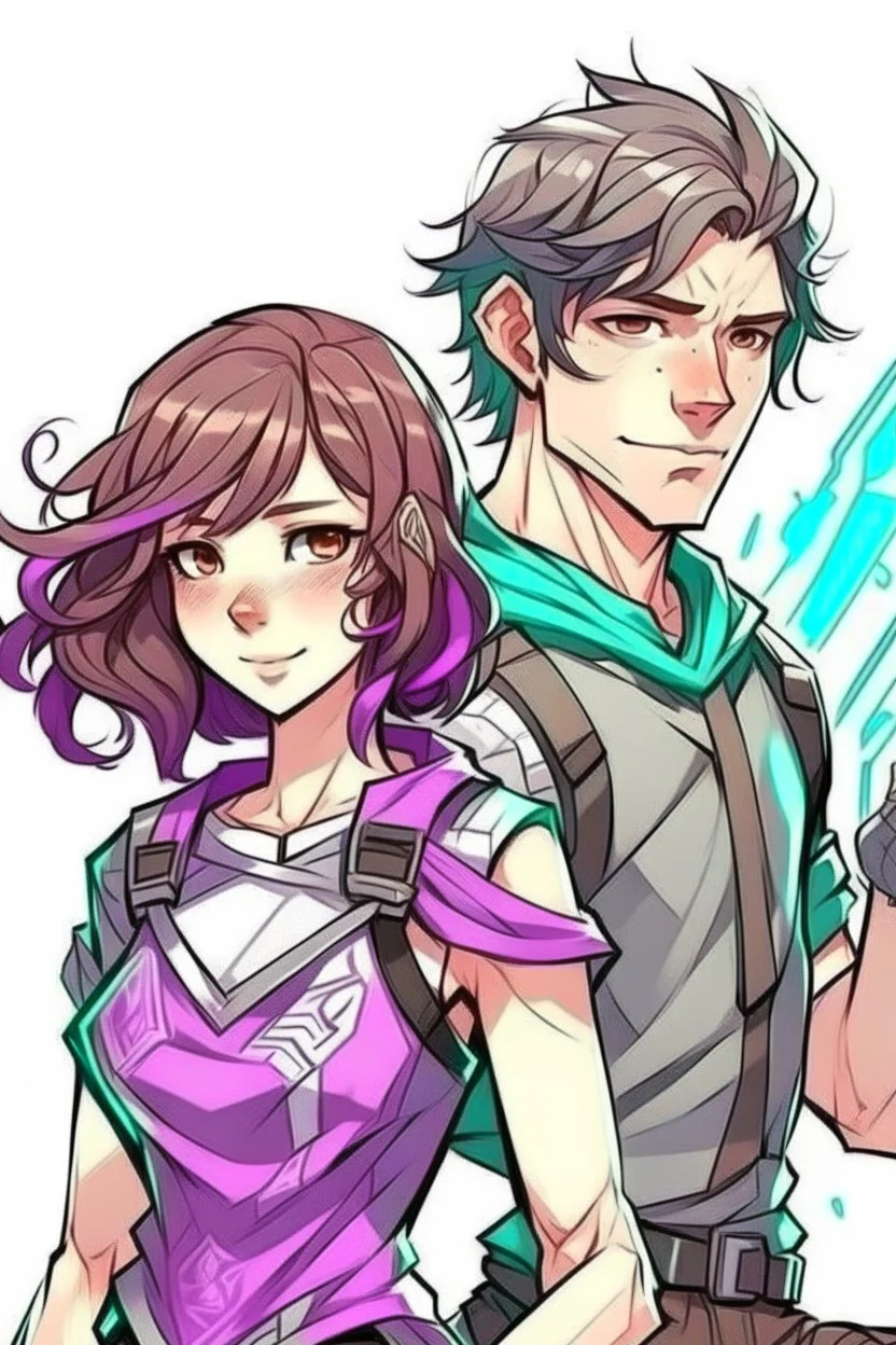 genç çift çizim tarzı kız kısa saçlı erkek kıvırcık raze erkek ve sage kız