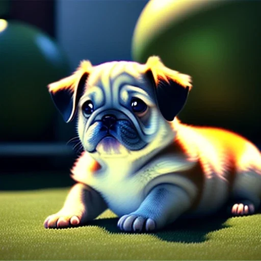 pixar art style of cute fat baby dog in natural environment, monotone color, full body, by mobeius, au naturel, hyper detailed, digital art, trending in artstation, cinematic lighting, studio quality, smooth render, unreal engine 5 rendered, octane rendered, art style by klimt and nixeu and ian sprigger and wlop and krenz cushart