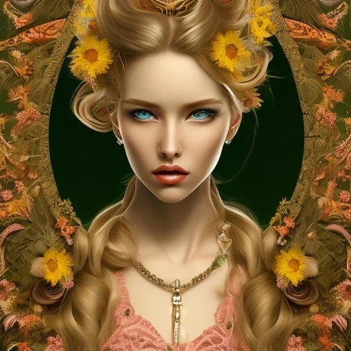 sunflower goddess green eyes long hair blond