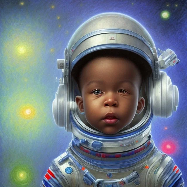 African American baby boy creative space inventor by Monet