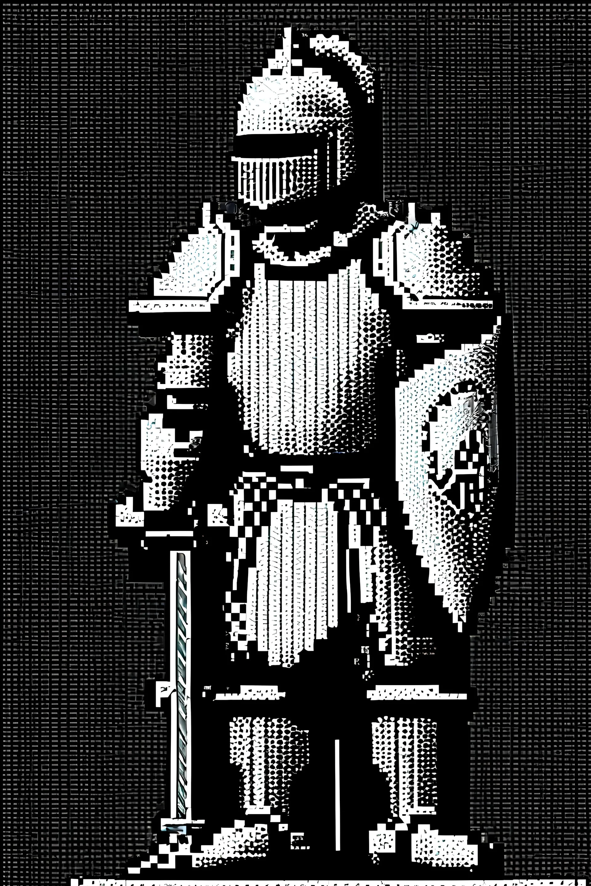 A chainmail armor without an helmet in a fictional Victorian era in retro pixel art. Please use grayscale only. I want it as a 64x64 icon