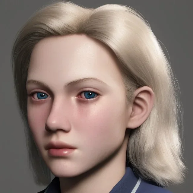 16 years old women, born in cancer placement, named Gretchen Marie Bernath - light-blonde hair, round blue eyes, medium cold skin tone, defined jawline and cheek bones, full eyebrows, natural, mature, warrior, hard worker, strong, enduring, cocky, caring, dramatic,