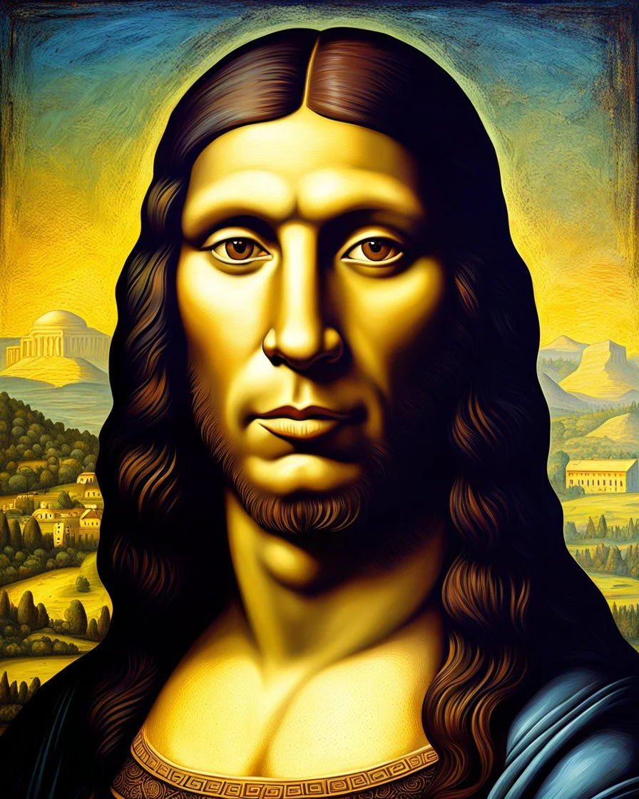 La Monalisa como Hombre de Neandertal moderno, calidad ultra, hiperdetallado, colores contrastantes