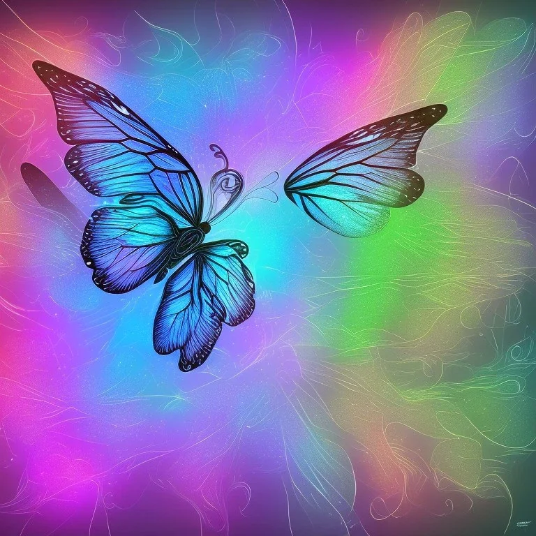 colored butterfly, luminous background