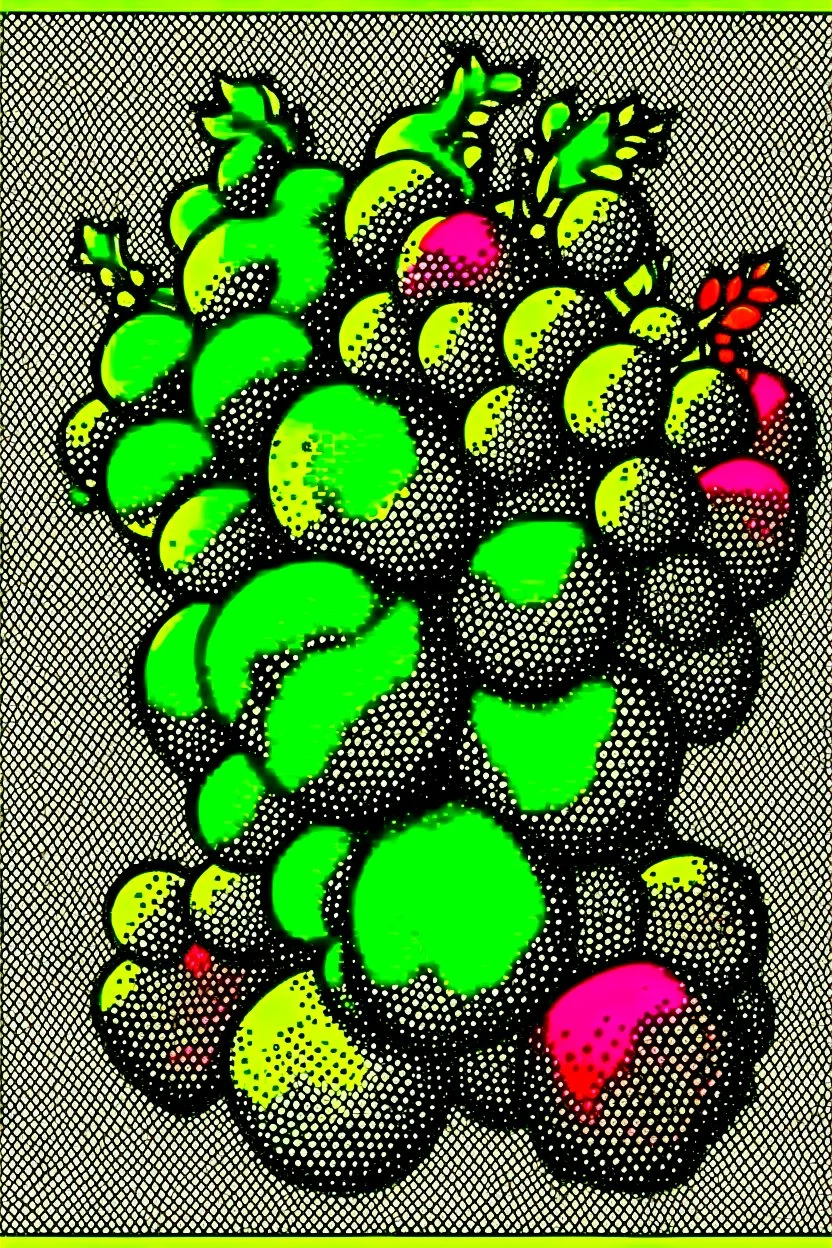 Vintage pop art style, grapes