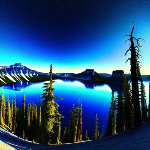 Crater Lake National Park, Oregon,aerial view,extremely detailed digital painting, high resolution,8k, realistic, beautiful, volumetric lighting, mystical colors ,perfectly centered image, perfect composition, rim light, beautiful lighting,masterpiece, stunning scene, raytracing, anatomically correct, in the style Van Gogh and robert e howard and Ken Kelley and Ohrai Noriyoshi and Simon Bisley and tomzj1.