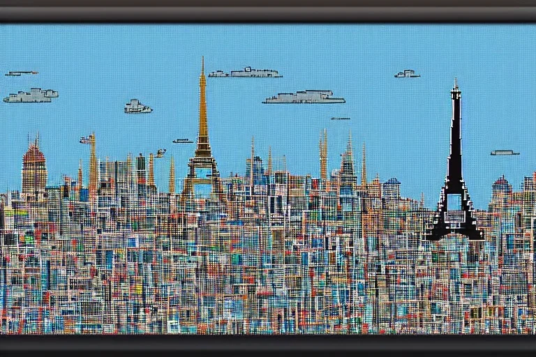 pixel art paris skyline