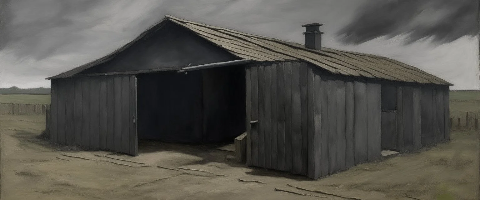 A dark gray rustic military base painted by Raymond Duchamp-Villon