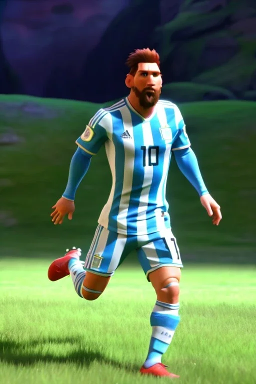 Realistic Messi Argentina soccer player Portrait, mid shot view, 3d, photo studio, clean background, unreal engine 5, ray tracing, RTX, lumen lighting, ultra detail, volumetric lighting.