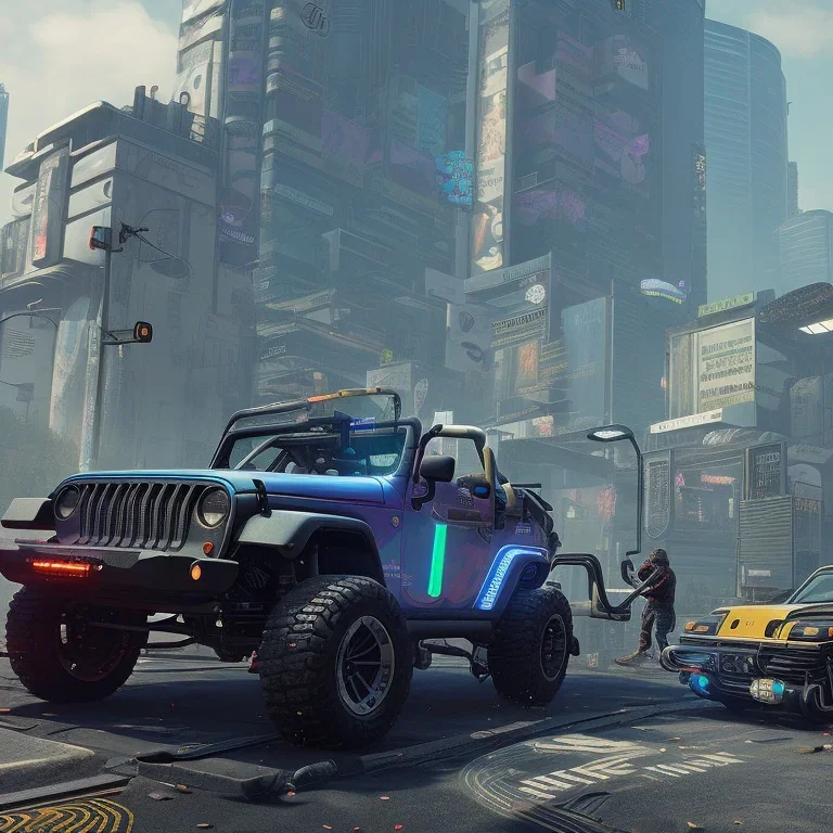 cyberpunk 2077 version of a jeep wrangler