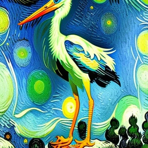  stork Bird by Van Gogh