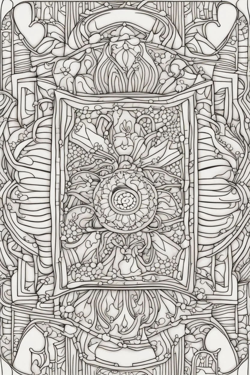 kids coloring page, mandala fully on page symmetrical, cartoon style, thick lines, low detail, no shading