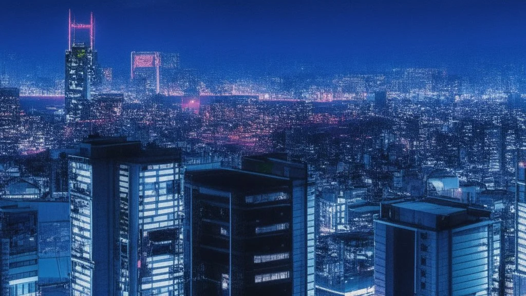 Clear Focus, High resolution, Cyberpunk skyline, comic style