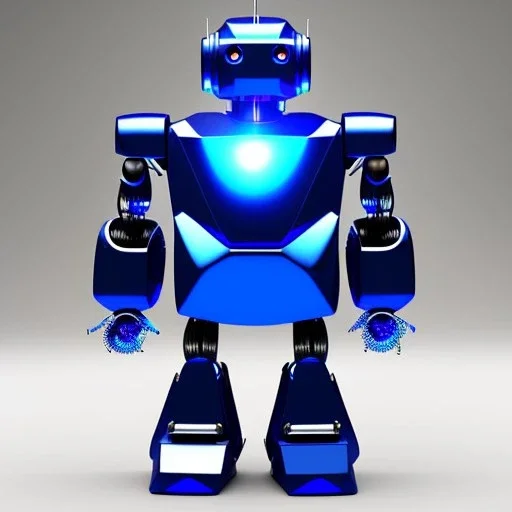 Metal blue transformer robot android humanoid