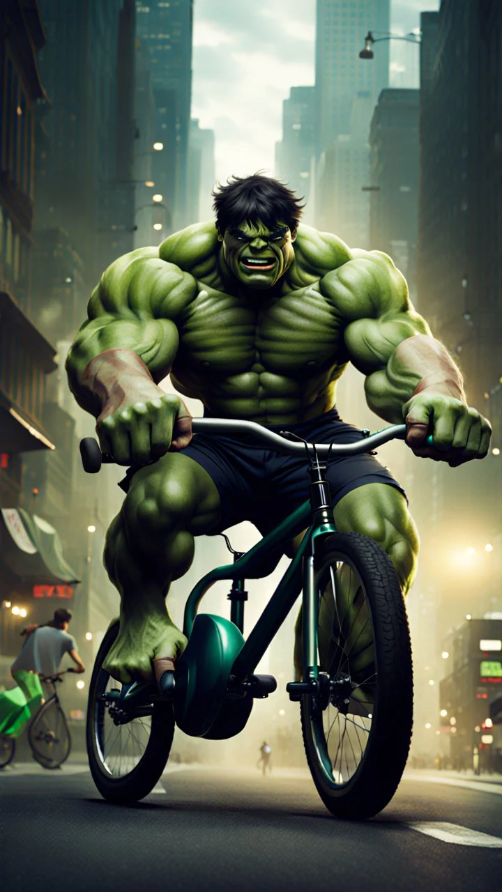 Hulk riding bicycle 9K image HD