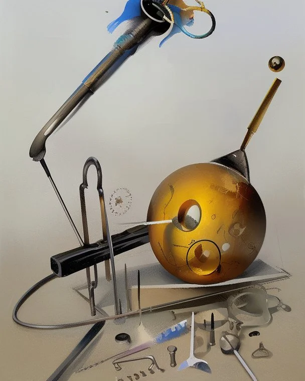 Soap Bubble,complex surgical instruments mixed with musicial instruments,minimalism,Painting By Adrian Ghenie, Rene Magritte, Basquiat ,Salvador Dali, Lucian Freud, Jan Van Eyck