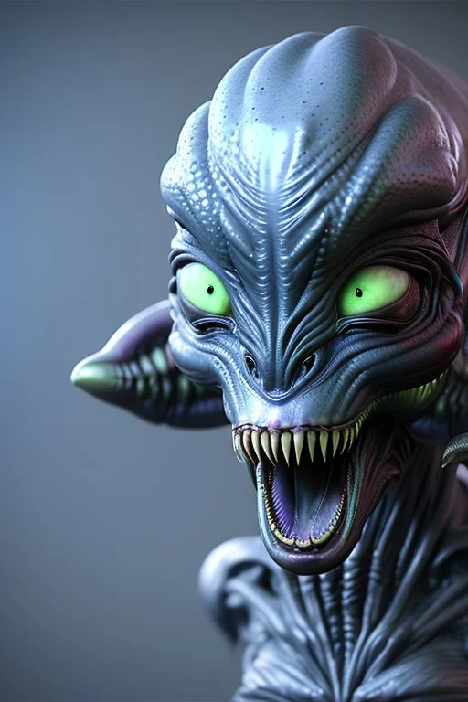 Nightmare creature alien, octane render, 8k, ultra highly detailed, intricate details, shiny, sky blue