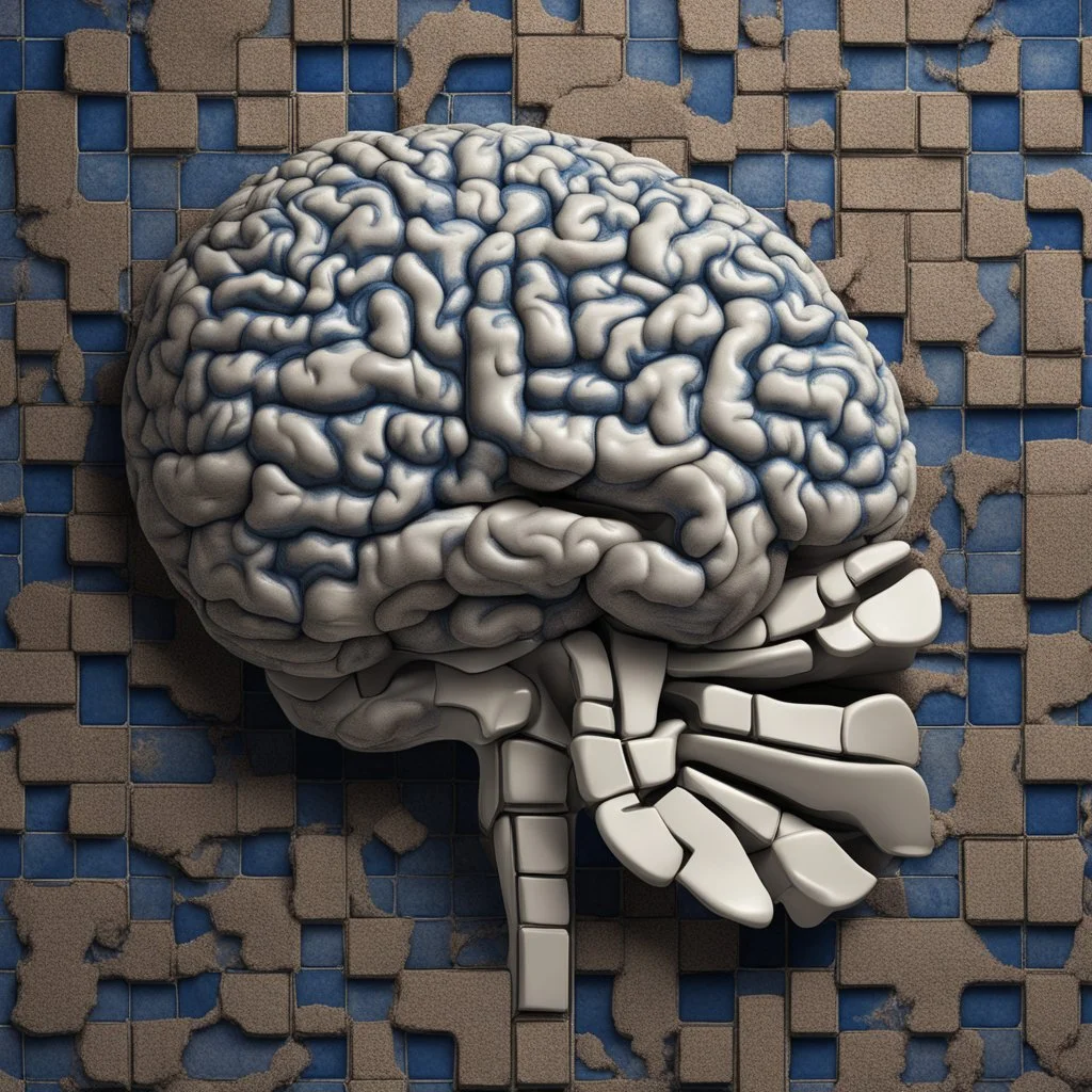 Insanely detailed Hd Photography of concept photography of a brain made from azulejo tiles, oozing ceramic, azulejo design visible, insanely good concept photography of an azulejo mind made from azulejo tiles inspired by Igor morski by Pranckevicius