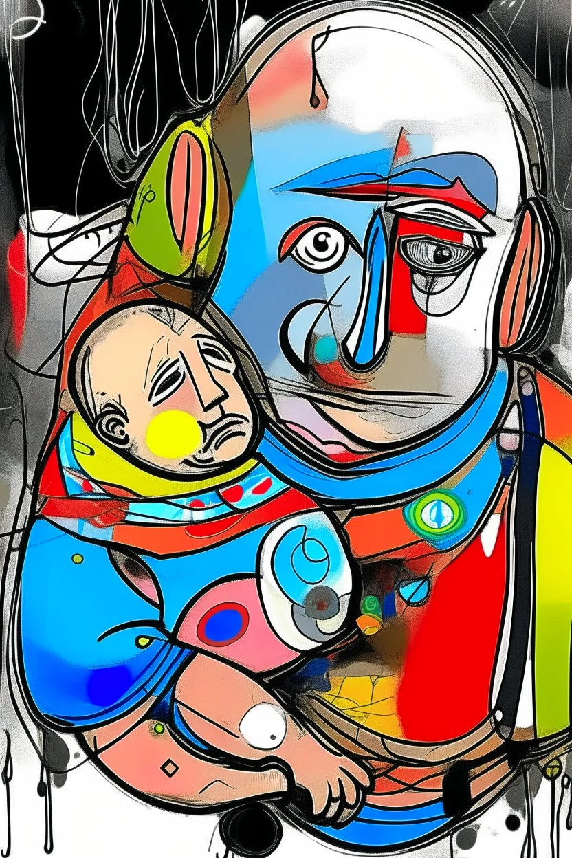 expressionism, Pixar style, in abstract art Basquiat, Picasso, Miro, Kandinsky, Klee, Birell, Fairey, Ardon, Buffet and Picasso style, HD --s 750 --v 5.1 --style raw, water color