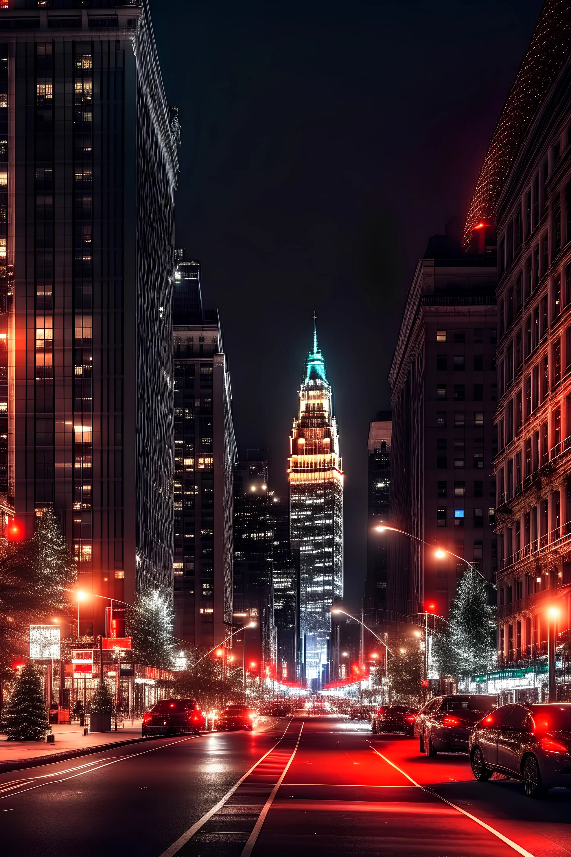 paisaje de noche en la ciudad de nueva york con la temática de navidad