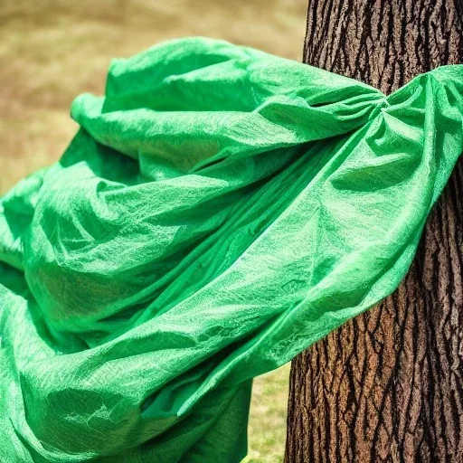 Fabric wrapped around tree