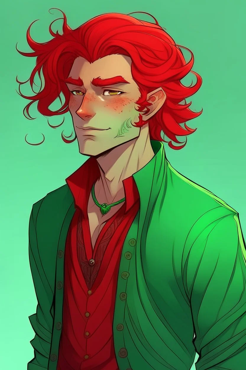 red with green haired nereid male dnd