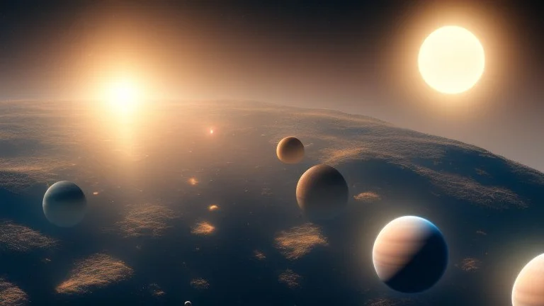 alien planets in space with large moons