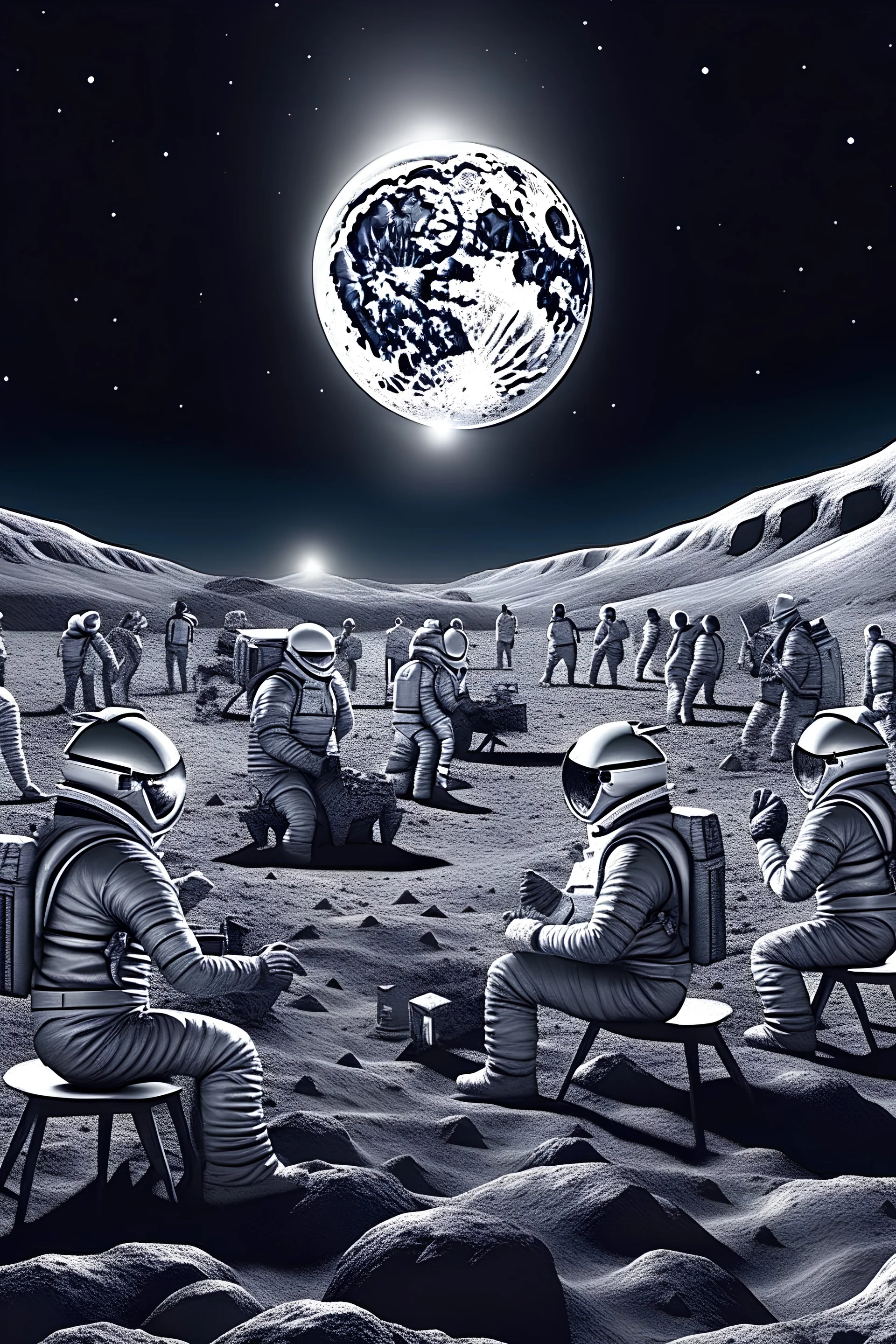 techno rave party on the moon