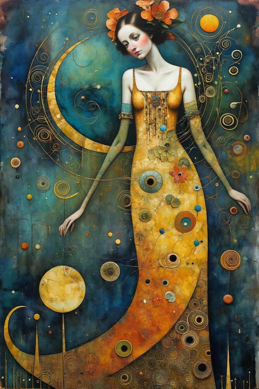 Supercalifragilisticoespialidoso’ Surrealism. Style of Inge Shuster, Catherine Hyde, Odilon Redon, Angelina Wrona, Gustav Klimt, Duy Huyn, Mandy Disher, Cecilia Frigati, Jimmy Lawlor, Esao Andrews. Abstract background with texture, grunge paper, mixed media art, watercolour, oil pastel, set of charcoal with different characteristics, pigments, gold and silver fixatives. Promt©valestok. Full size image, no text, no copyright. Modifiers: highly detailed sharp focus fantasy intricate cinematic ligh