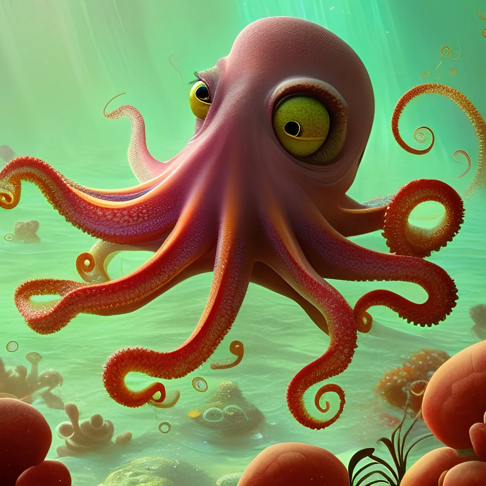 portrait of an octopus in the style of Chris Ryniak