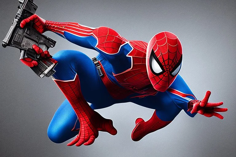 spiderman holding a gun at thanksgiving