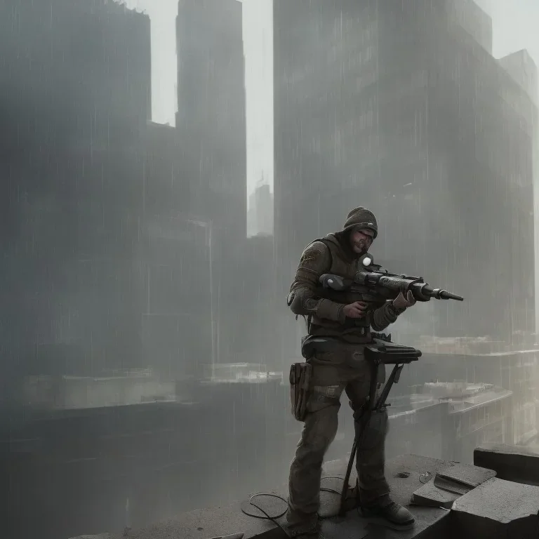 sniper, in a window, urban environment