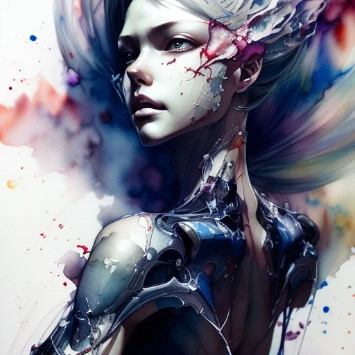 leaning pose, watercolor illustration by <agnes cecile> <Yoji Shinkawa>,