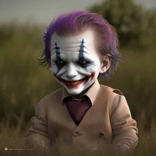 Joker toddler, real, full body, tokio background, dramatic lighting, hyper realistic, 8k