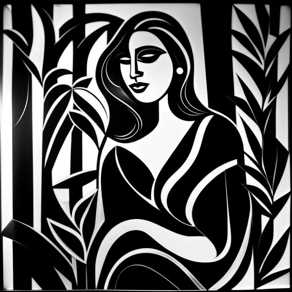 Vrouw in Matisse Steel in black and white