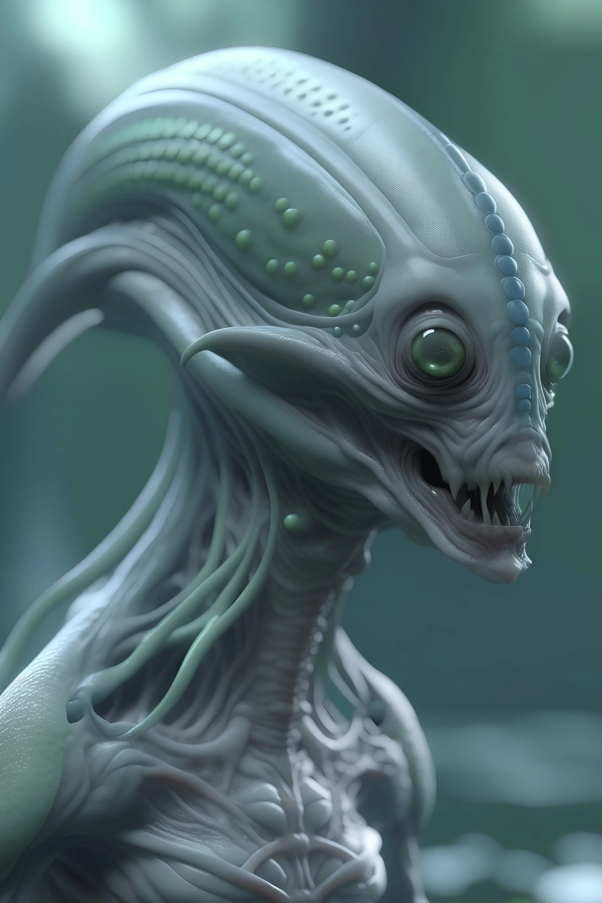 salmon alien half grey alien , 3d 4k octane render, lifelike, photorealistic, artstation, illustration, smooth, sharp focus, ornate, intricate, complex, highly detailed, digital painting, smooth, art by tom bagshaw, akihiko yosh