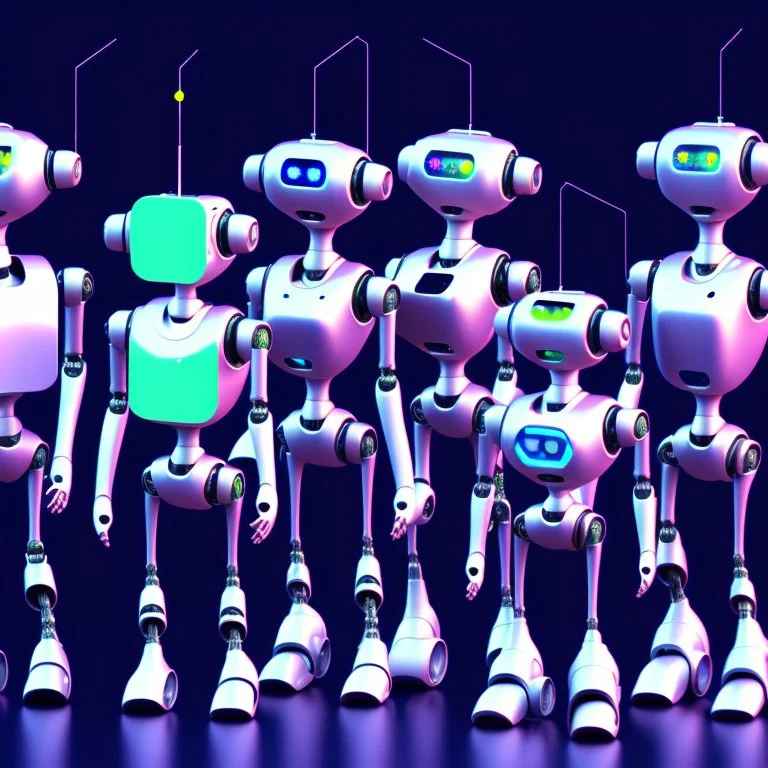 Diverse group of robots singing