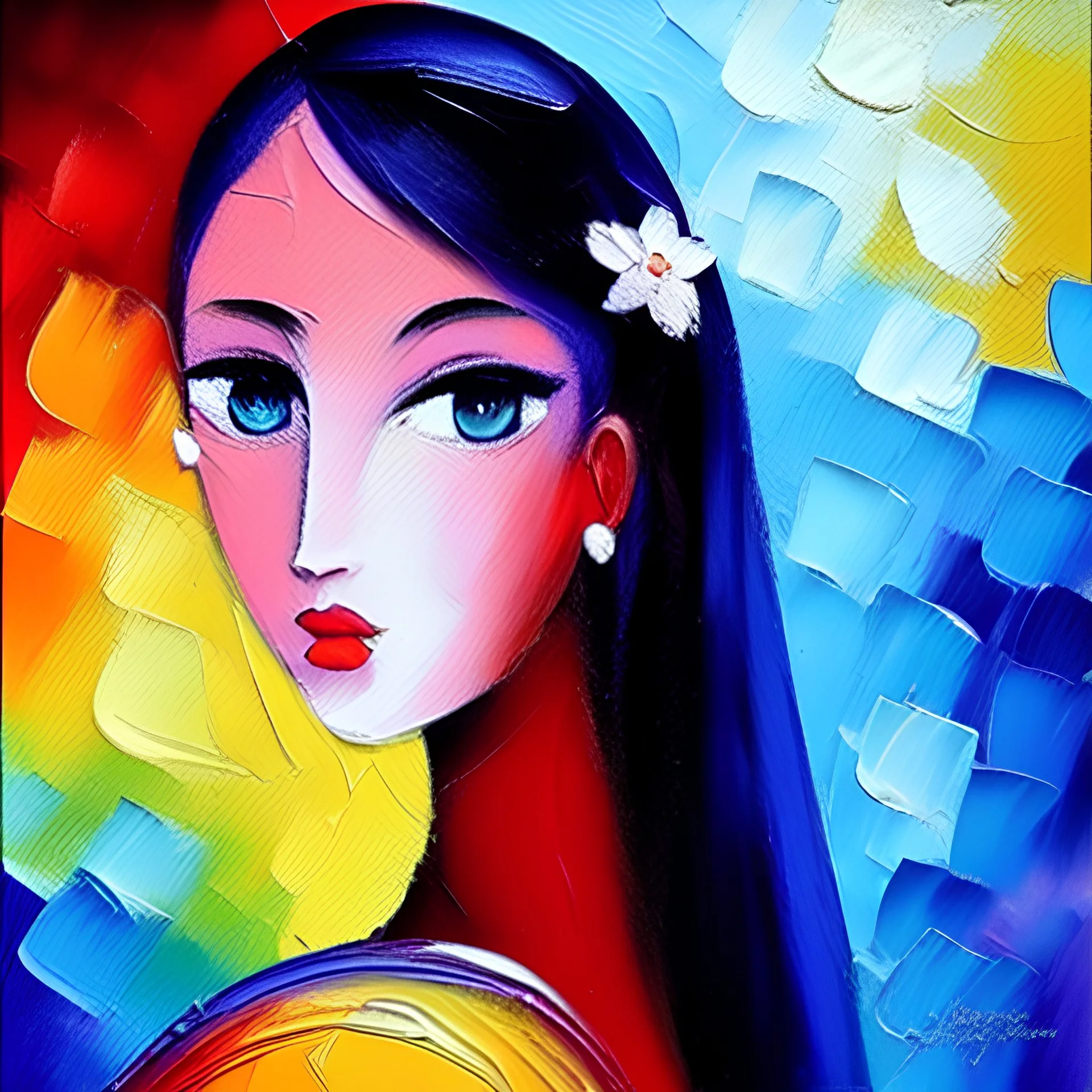 Girl beauty stored safely away!! Neo-impressionism expressionist style oil painting :: smooth post-impressionist impasto acrylic painting :: thick layers of colorful textured paint.