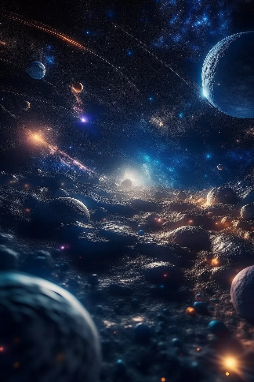 cosmic elements, such as stars and planets, which add to the fantasy-like atmosphere. The background is set against a galaxy background, adding a sense of space and adventure. The photo is taken with a high-resolution 4K camera and a 30-mm lens, allowing for a high degree of detail and clarity. The lighting is bright and even, accentuating the girl's beauty and energy. Overall, the image is a stunning and captivating depiction of the power of cosmic elements and the beauty of female spirituality