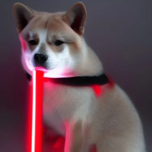 darth shiba inu with a red light saber