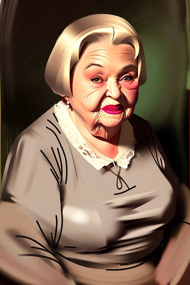 Extremely rich old woman with some fat, unattractive portrait