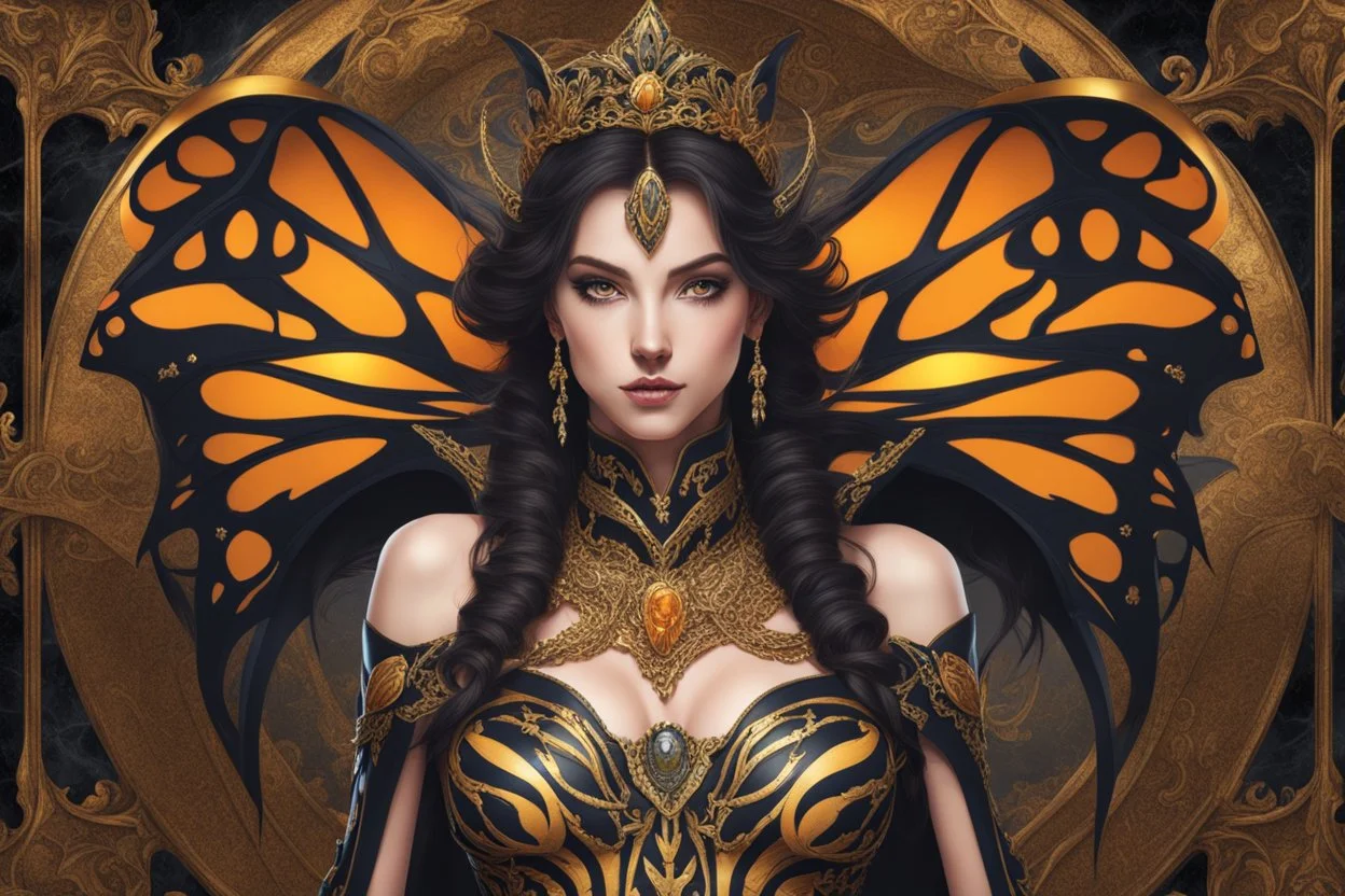 Monarch venom in anime artstyle, halloween them, close picture, fantasy world, intricate details, highly detailed, high details, detailed portrait, masterpiece,ultra detailed, ultra quality