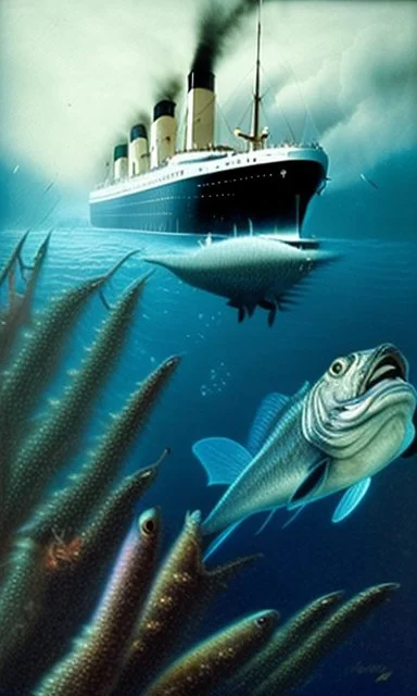 scene from titanic inside the eye of a fish